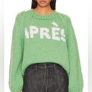GOGO Green Knit Sweater with White Accents